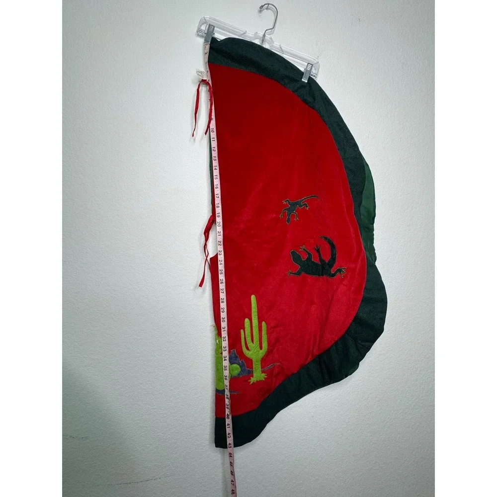 Prima Creations Southwestern Christmas Tree Skirt Red Velvet Kokopelli Cactus 48